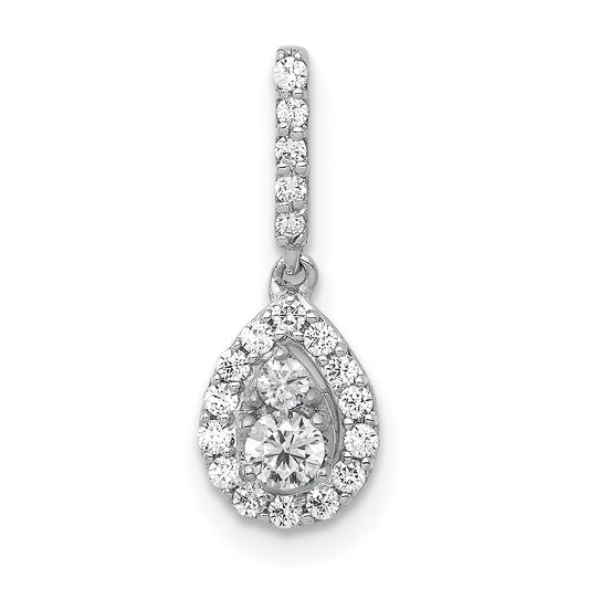 14k White Gold 1/4 Ct. Lab Grown Diamond VS/SI+ G+ Teardrop Dangle Pendant