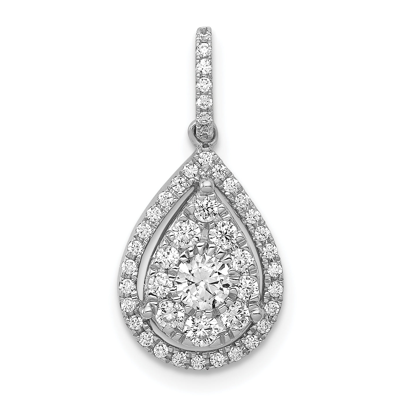 14k White Gold 1/2 Ct. Lab Grown Diamond VS/SI+ G+ Teardrop Dangle Pendant