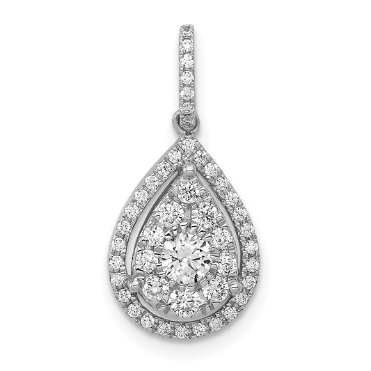 14k White Gold 1/2 Ct. Lab Grown Diamond VS/SI+ G+ Teardrop Dangle Pendant