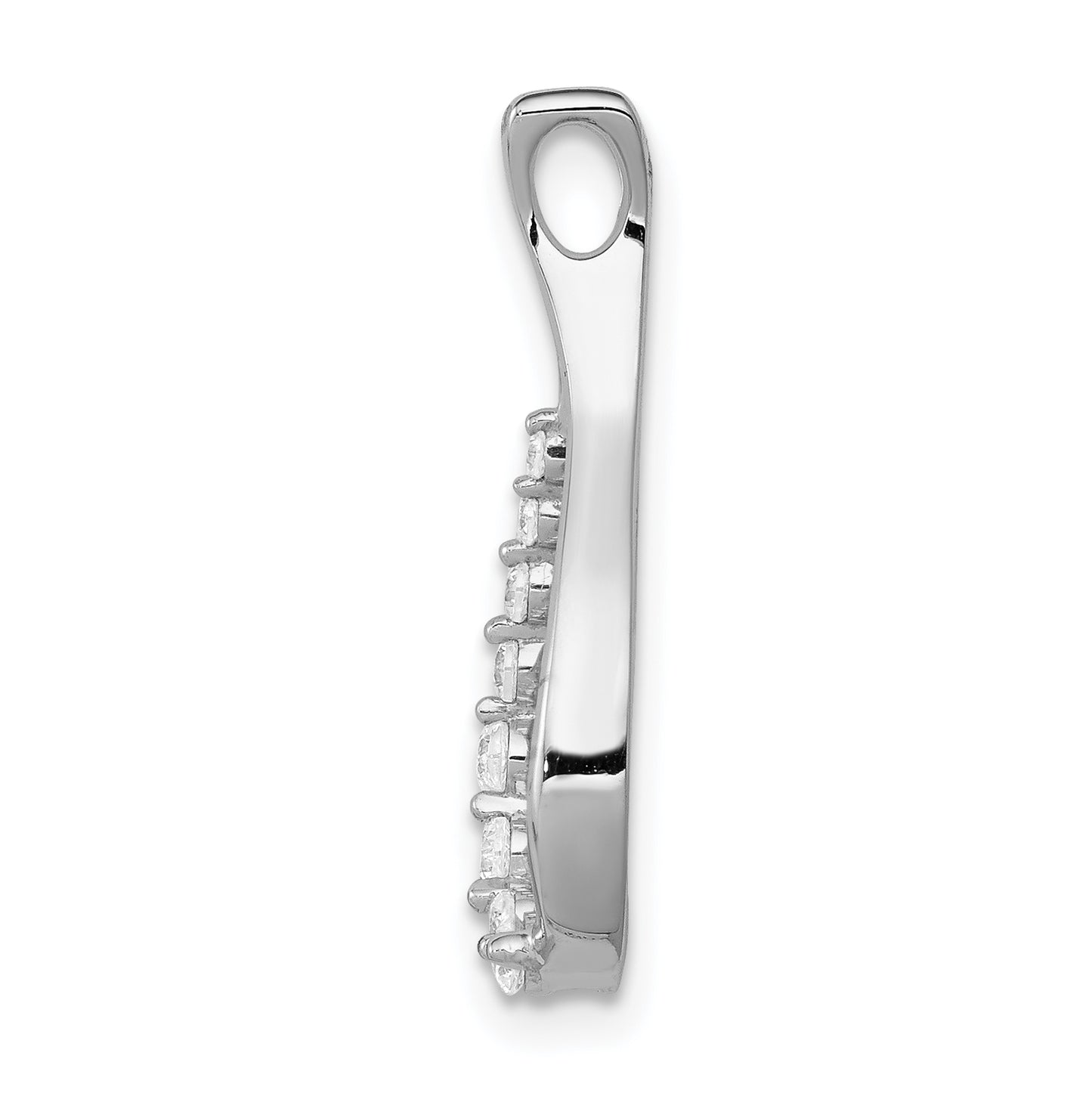 14k White Gold 1/6 Ct. Lab Grown Diamond VS/SI+ G+ Teardrop Chain Slide Pendant