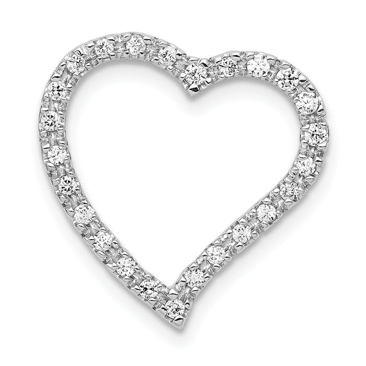 14k White Gold 1/5 Ct. Lab Grown Diamond VS/SI+ G+ Heart Chain Slide Pendant