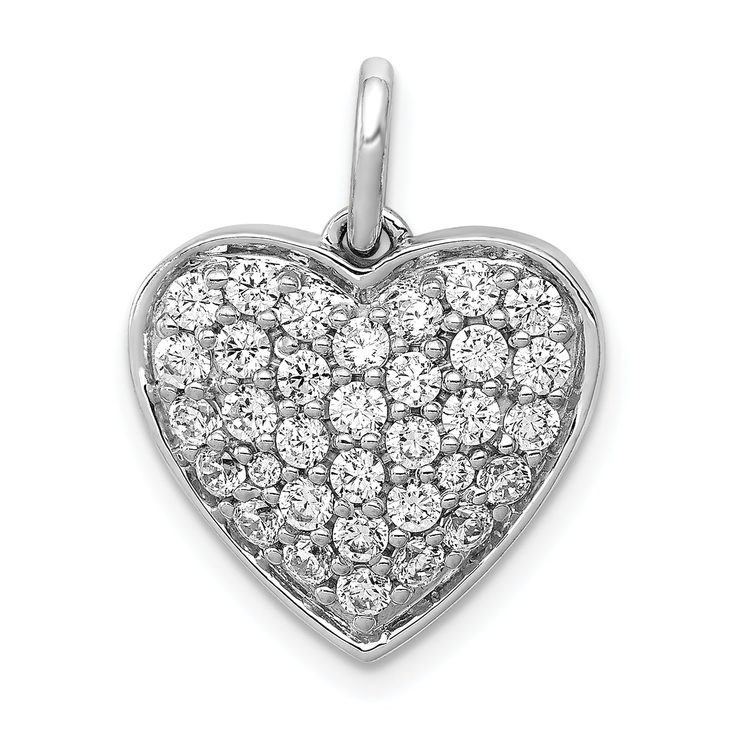 14k White Gold 1 Ct. Lab Grown Diamond VS/SI+ G+ Cluster Heart Pendant