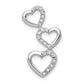 14k White Gold 1/10 Ct. Lab Grown Diamond VS/SI+ G+ Triple Heart Chain Slide Pendant