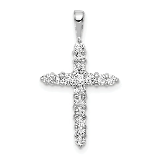 14k White Gold 1/2 Ct. Lab Grown Diamond VS/SI+ G+ Cross Pendant