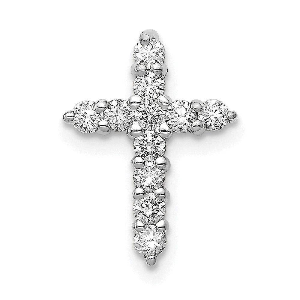 14k White Gold 1/3 Ct. Lab Grown Diamond VS/SI+ G+ Cross Chain Slide Pendant