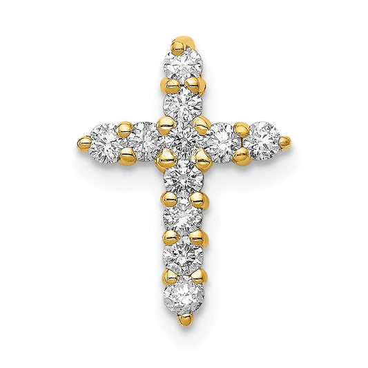 14k Yellow Gold 1/3 Ct. Lab Grown Diamond VS/SI+ G+ Cross Chain Slide Pendant