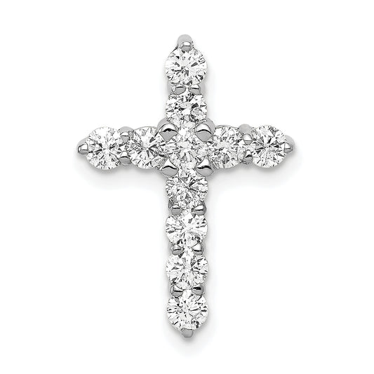 14k White Gold 3/4 Ct. Lab Grown Diamond VS/SI+ G+ Cross Chain Slide Pendant