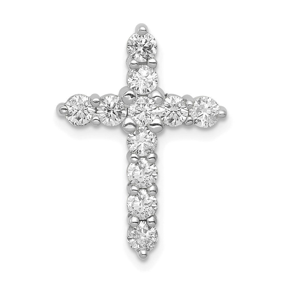 14k White Gold 1 Ct. Lab Grown Diamond VS/SI+ G+ Cross Chain Slide Pendant