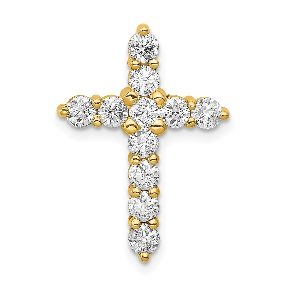 14k Yellow Gold 1 Ct. Lab Grown Diamond VS/SI+ G+ Cross Chain Slide Pendant