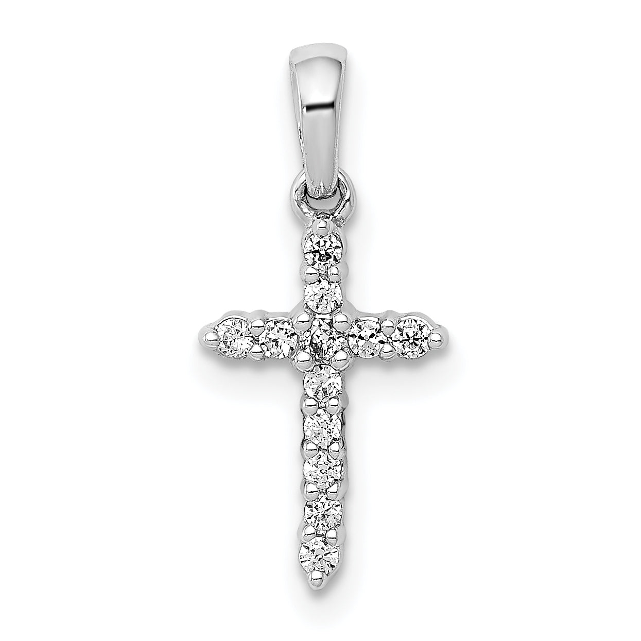 14k White Gold 1/10 Ct. Lab Grown Diamond VS/SI+ G+ Cross Pendant