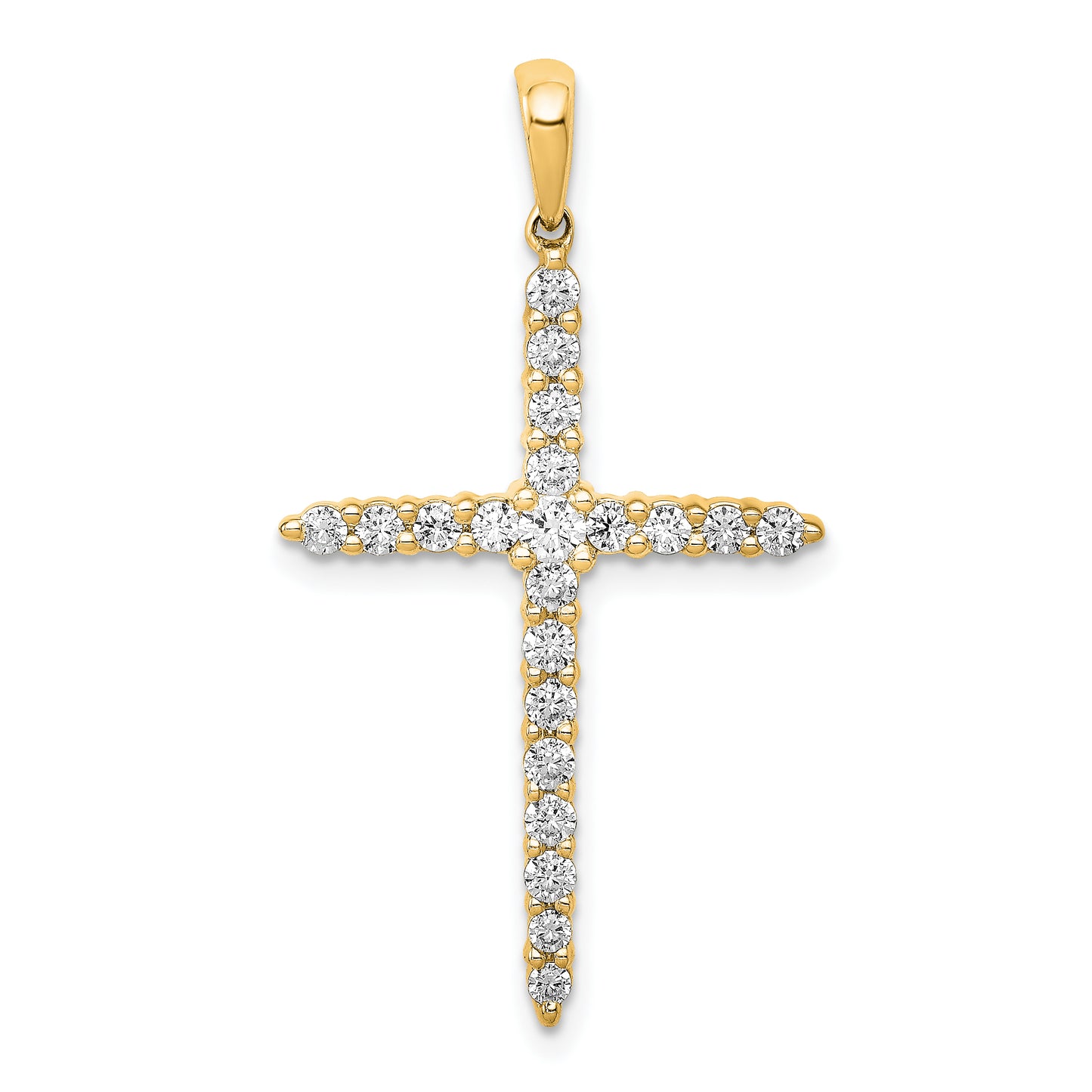 14k Yellow Gold 1 Ct. Lab Grown Diamond VS/SI+ G+ 18 inch Cross Pendant Necklace