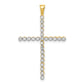 14k Yellow & Rhodium and Lab Grown Diamond VS/SI FGH Cross Pendant