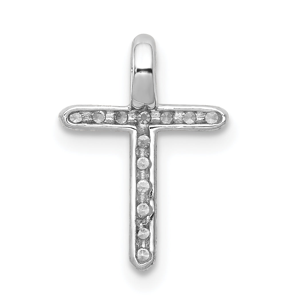 14k White Gold 1/8 Ct. Lab Grown Diamond VS/SI+ G+ Cross Chain Slide Pendant