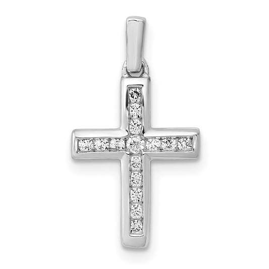 14k White Gold 1/6 Ct. Lab Grown Diamond VS/SI+ G+ Latin Cross Pendant