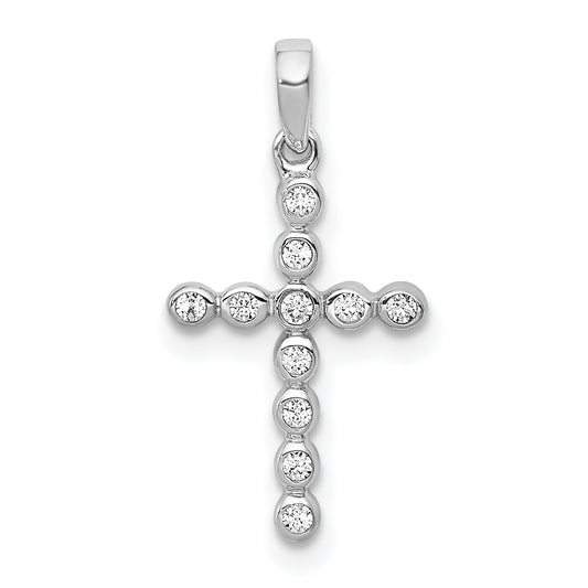 14k White Gold 1/10 Ct. Lab Grown Diamond VS/SI+ G+ Cross Pendant