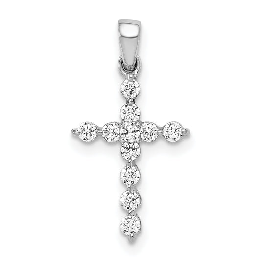 14k White Gold 1/4 Ct. Lab Grown Diamond VS/SI+ G+ Cross Pendant