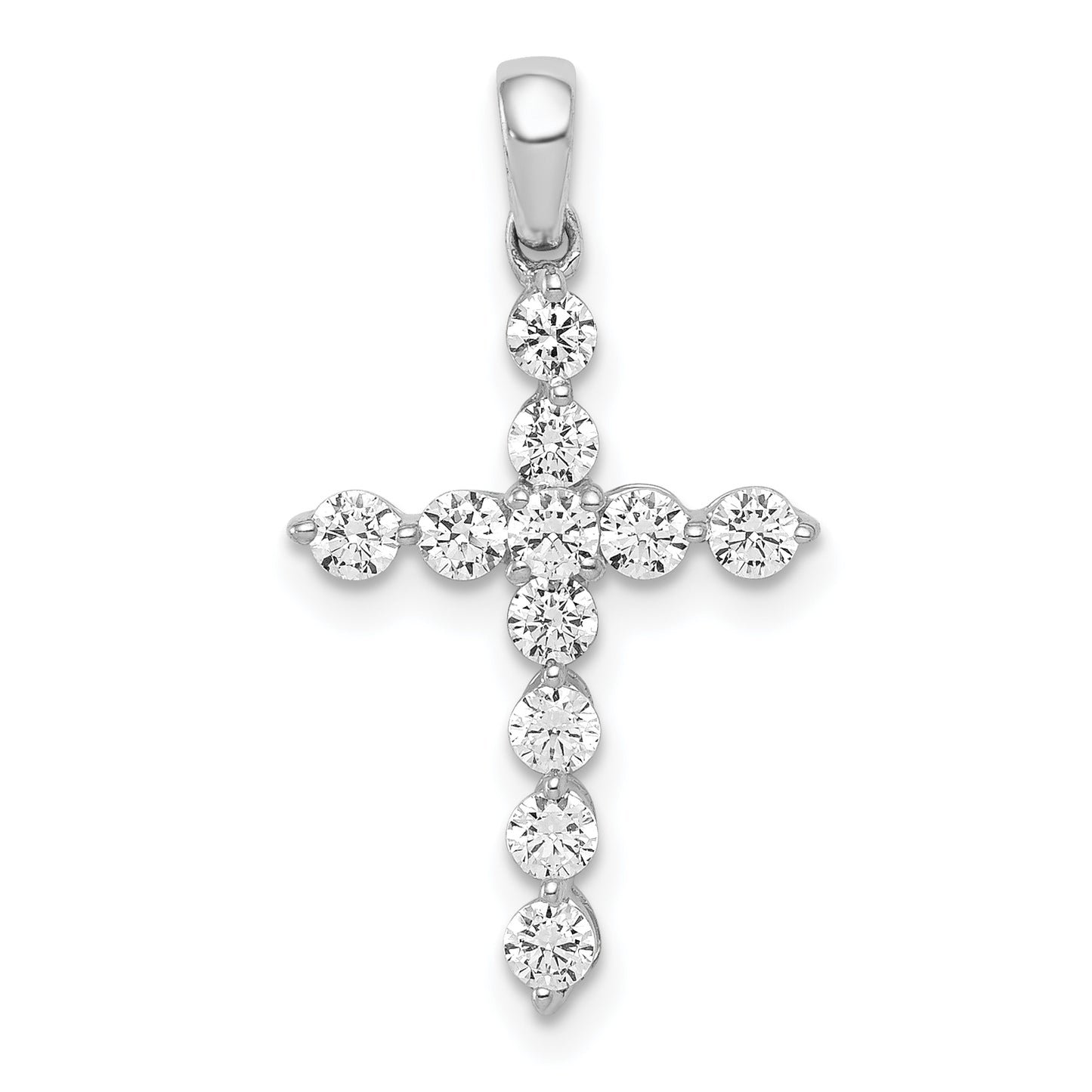 14k White Gold 1/2 Ct. Lab Grown Diamond VS/SI+ G+ Cross Pendant