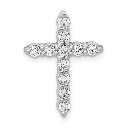 14k White Gold 1/2 Ct. Lab Grown Diamond VS/SI+ G+ Cross Chain Slide Pendant