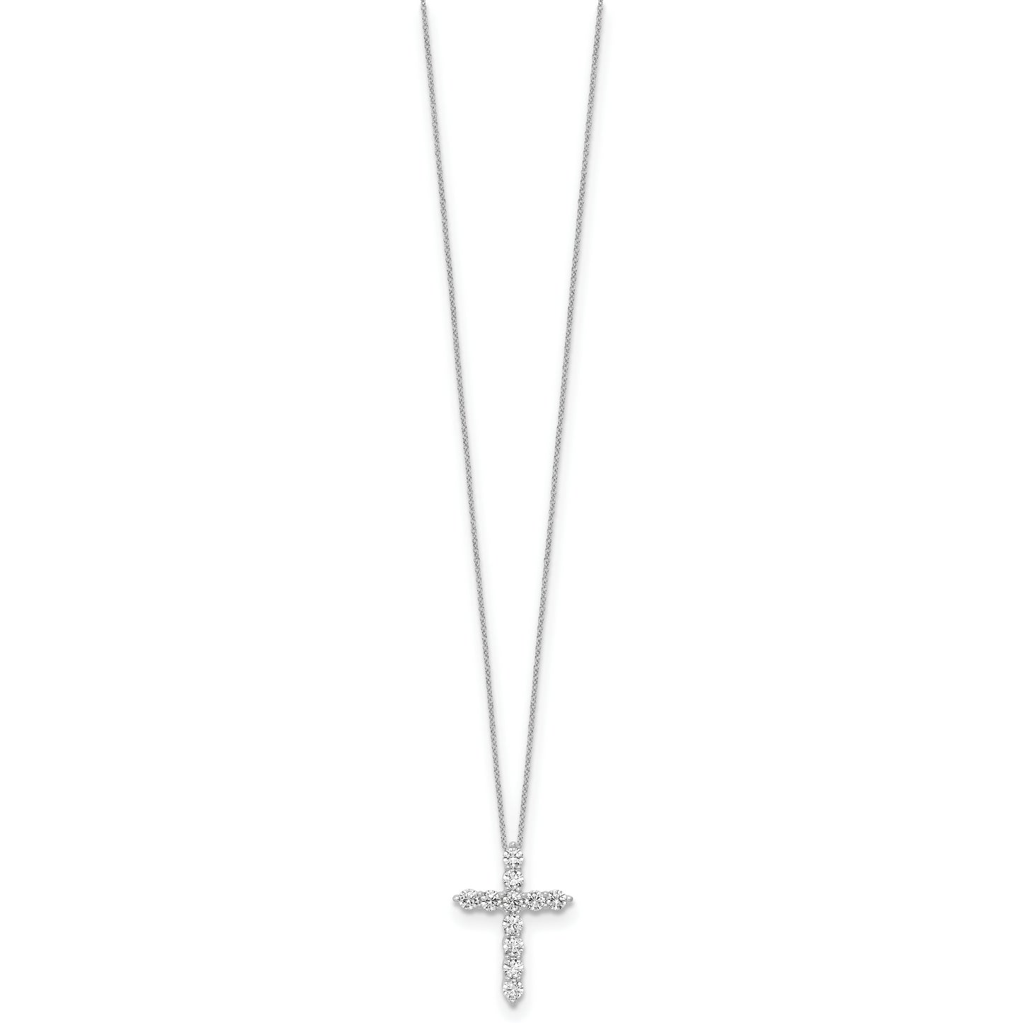 10k White Gold 3/4 Ct. Lab Grown Diamond VS/SI+ G+ 18 inch Cross Pendant Necklace