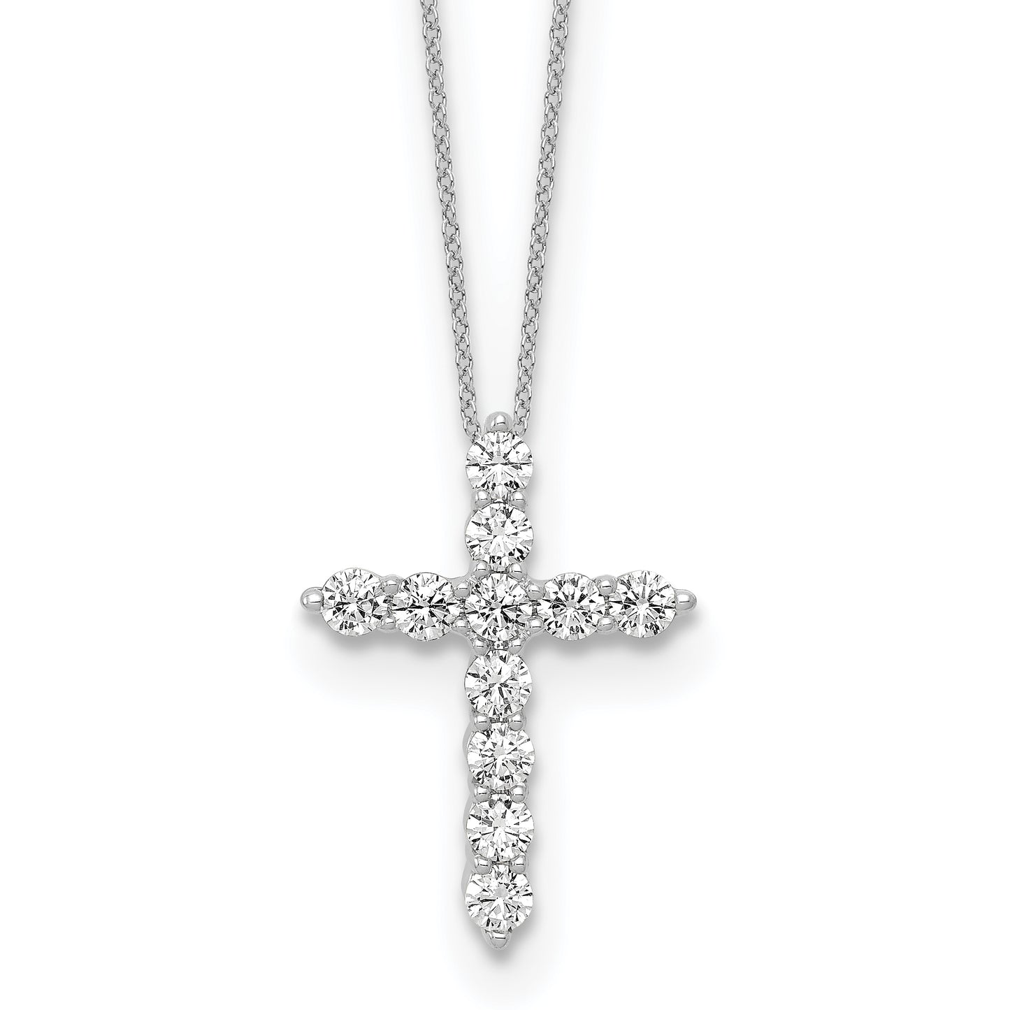 10k White Gold 3/4 Ct. Lab Grown Diamond VS/SI+ G+ 18 inch Cross Pendant Necklace