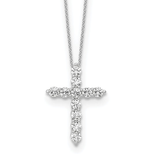 10k White Gold 3/4 Ct. Lab Grown Diamond VS/SI+ G+ 18 inch Cross Pendant Necklace