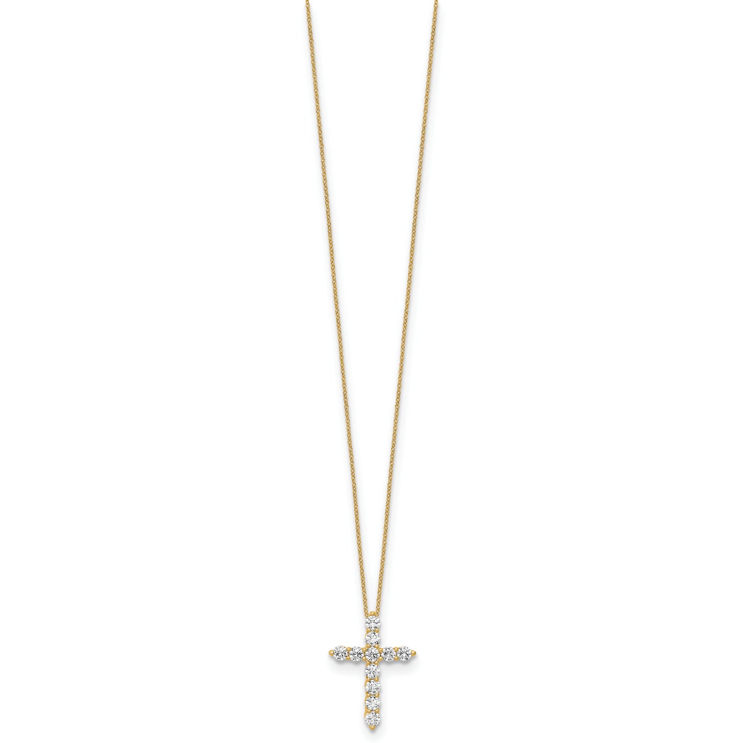 10k Yellow Gold 3/4 Ct. Lab Grown Diamond VS/SI+ G+ 18 inch Cross Pendant Necklace