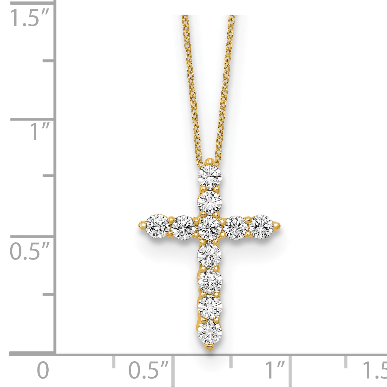 10k Yellow Gold 3/4 Ct. Lab Grown Diamond VS/SI+ G+ 18 inch Cross Pendant Necklace