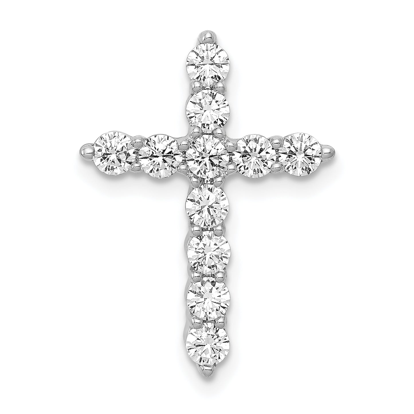 14k White Gold 3/4 Ct. Lab Grown Diamond VS/SI+ G+ Cross Chain Slide Pendant