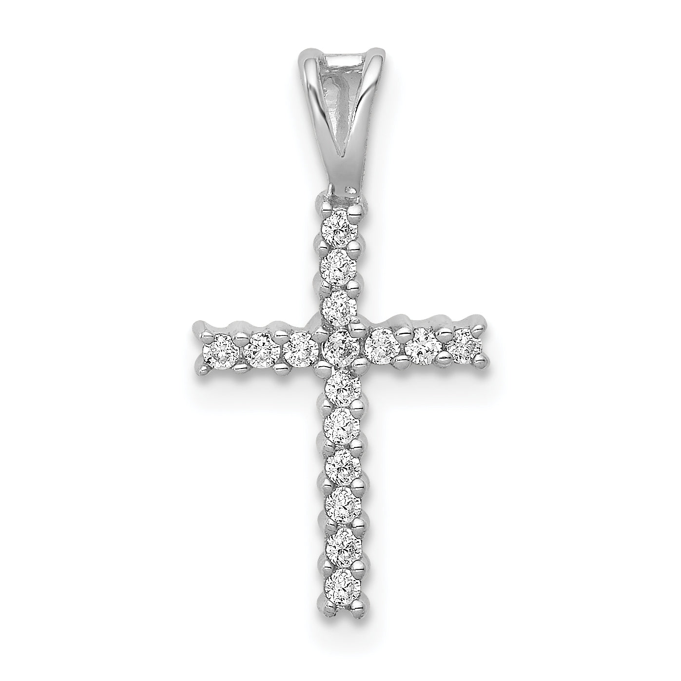 14k White Gold 1/6 Ct. Lab Grown Diamond VS/SI+ G+ Cross Pendant