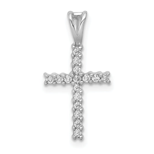 14k White Gold 1/6 Ct. Lab Grown Diamond VS/SI+ G+ Cross Pendant