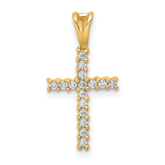 14k Yellow Gold 1/6 Ct. Lab Grown Diamond VS/SI+ G+ Cross Pendant