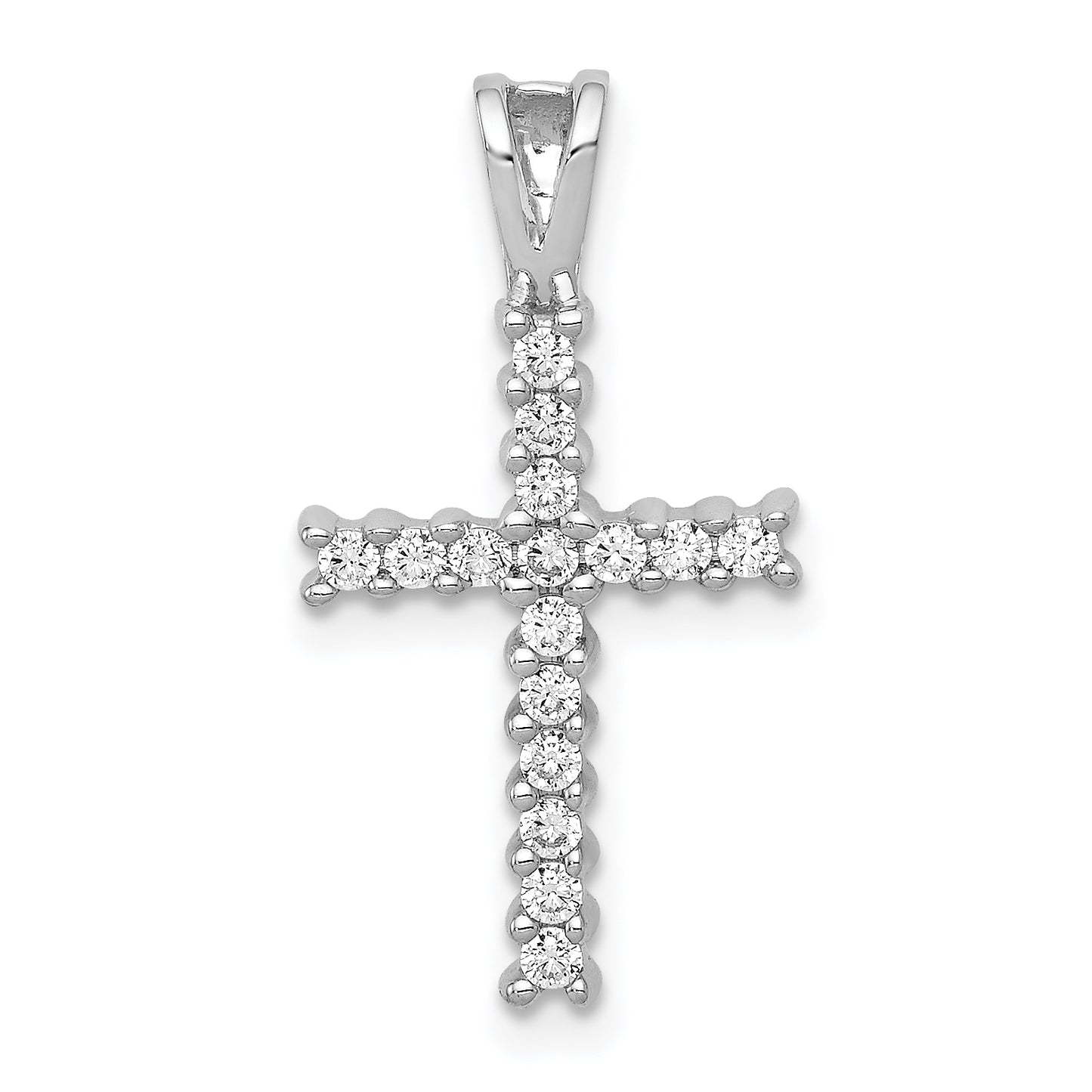 14k White Gold 1/4 Ct. Lab Grown Diamond VS/SI+ G+ Cross Pendant