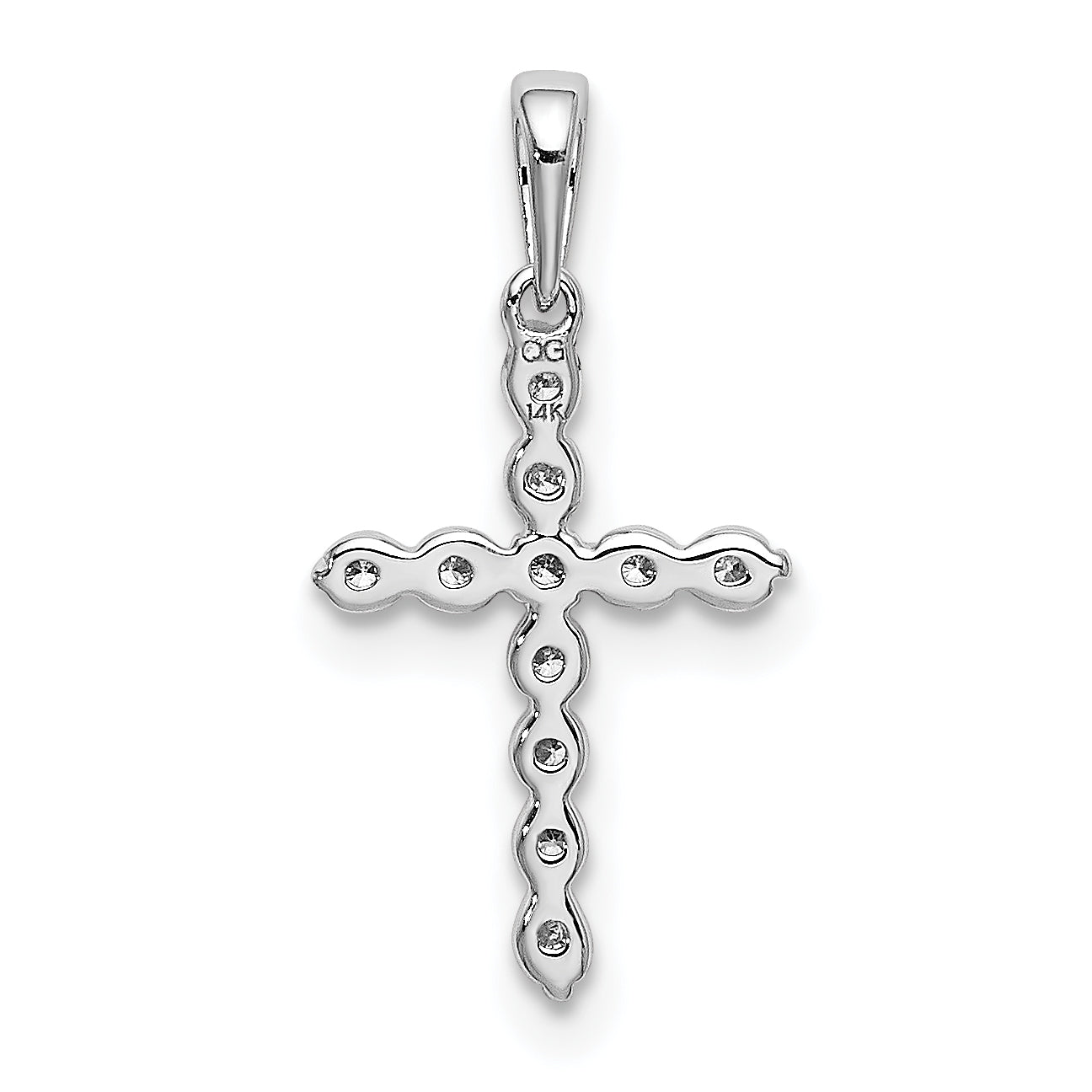 14k White Gold 1/10 Ct. Lab Grown Diamond VS/SI+ G+ Cross Pendant