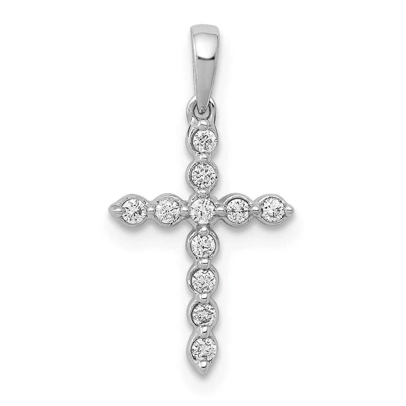 14k White Gold 1/10 Ct. Lab Grown Diamond VS/SI+ G+ Cross Pendant