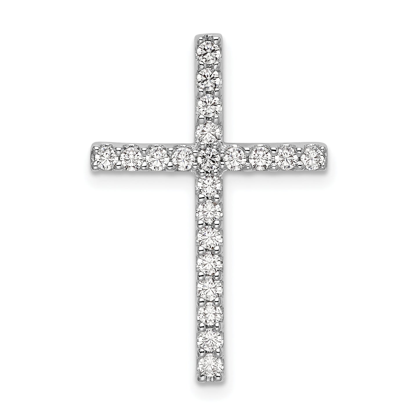 10k White Gold 1/2 Ct. Lab Grown Diamond VS/SI+ G+ Cross Chain Slide Pendant