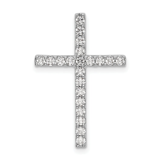 10k White Gold 1/2 Ct. Lab Grown Diamond VS/SI+ G+ Cross Chain Slide Pendant