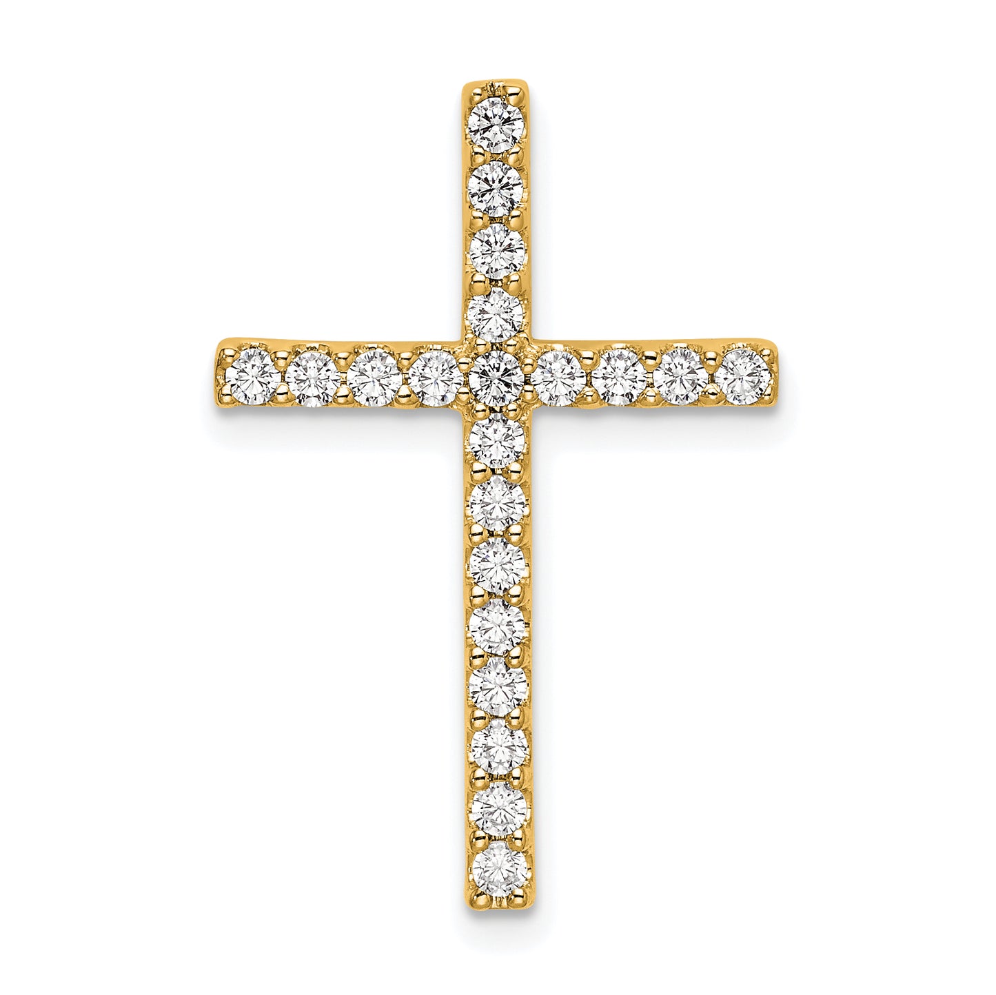 10k Yellow Gold 1/2 Ct. Lab Grown Diamond VS/SI+ G+ Cross Chain Slide Pendant