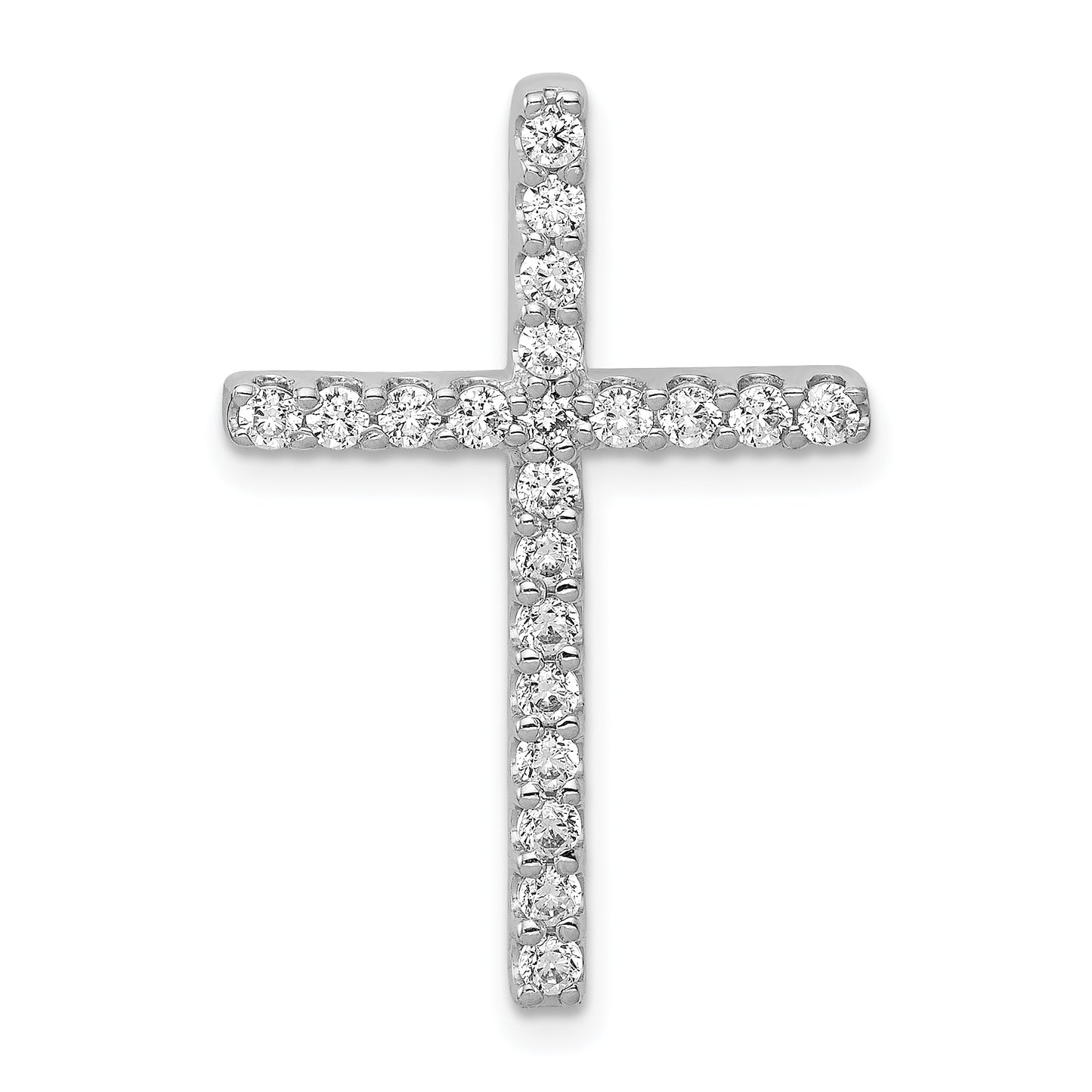 14k White Gold 1/2 Ct. Lab Grown Diamond VS/SI+ G+ Cross Chain Slide Pendant