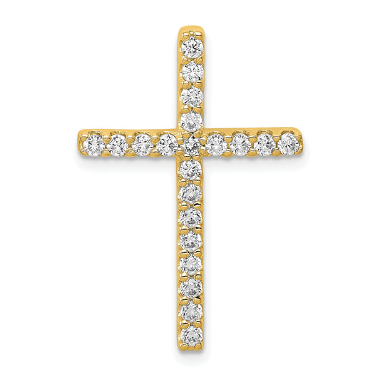 14k Yellow Gold 1/2 Ct. Lab Grown Diamond VS/SI+ G+ Cross Chain Slide Pendant