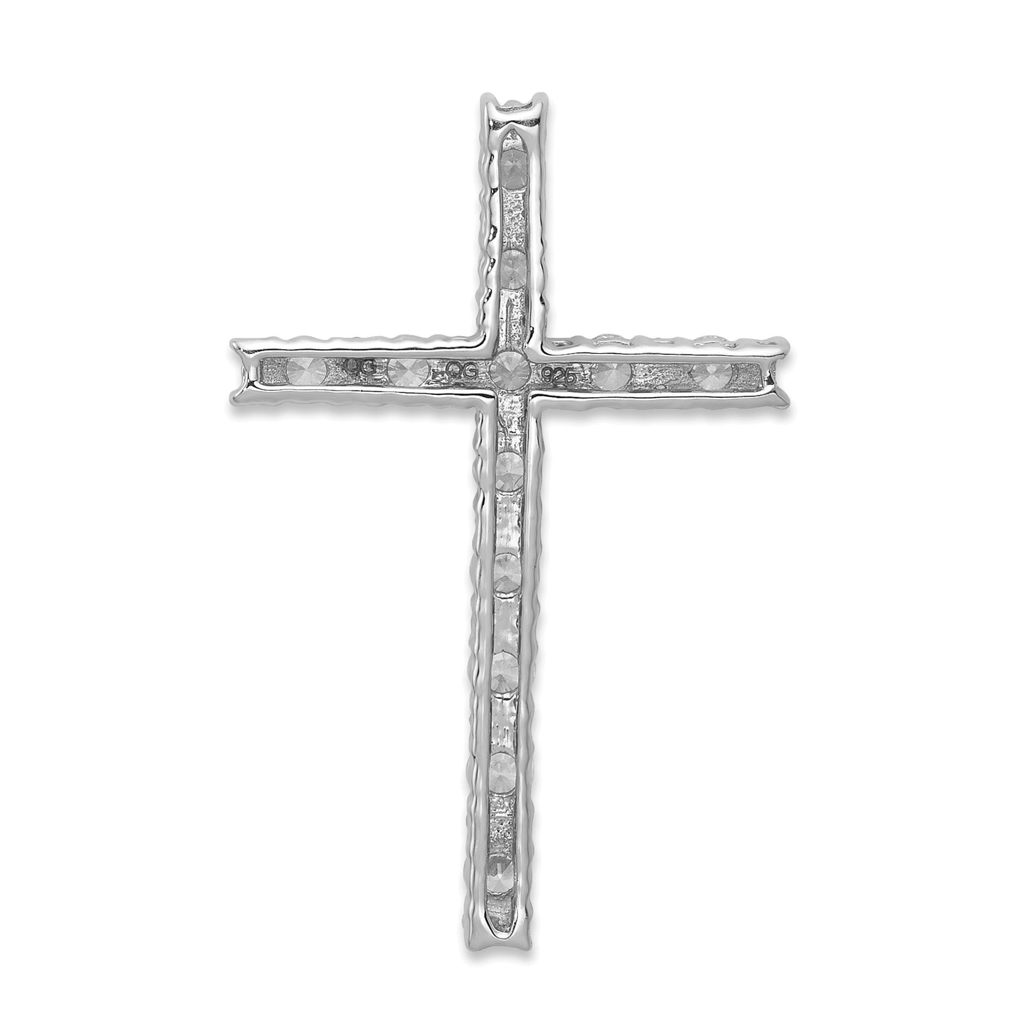 14k White Gold 1/2 Ct. Lab Grown Diamond VS/SI+ G+ Cross Chain Slide Pendant