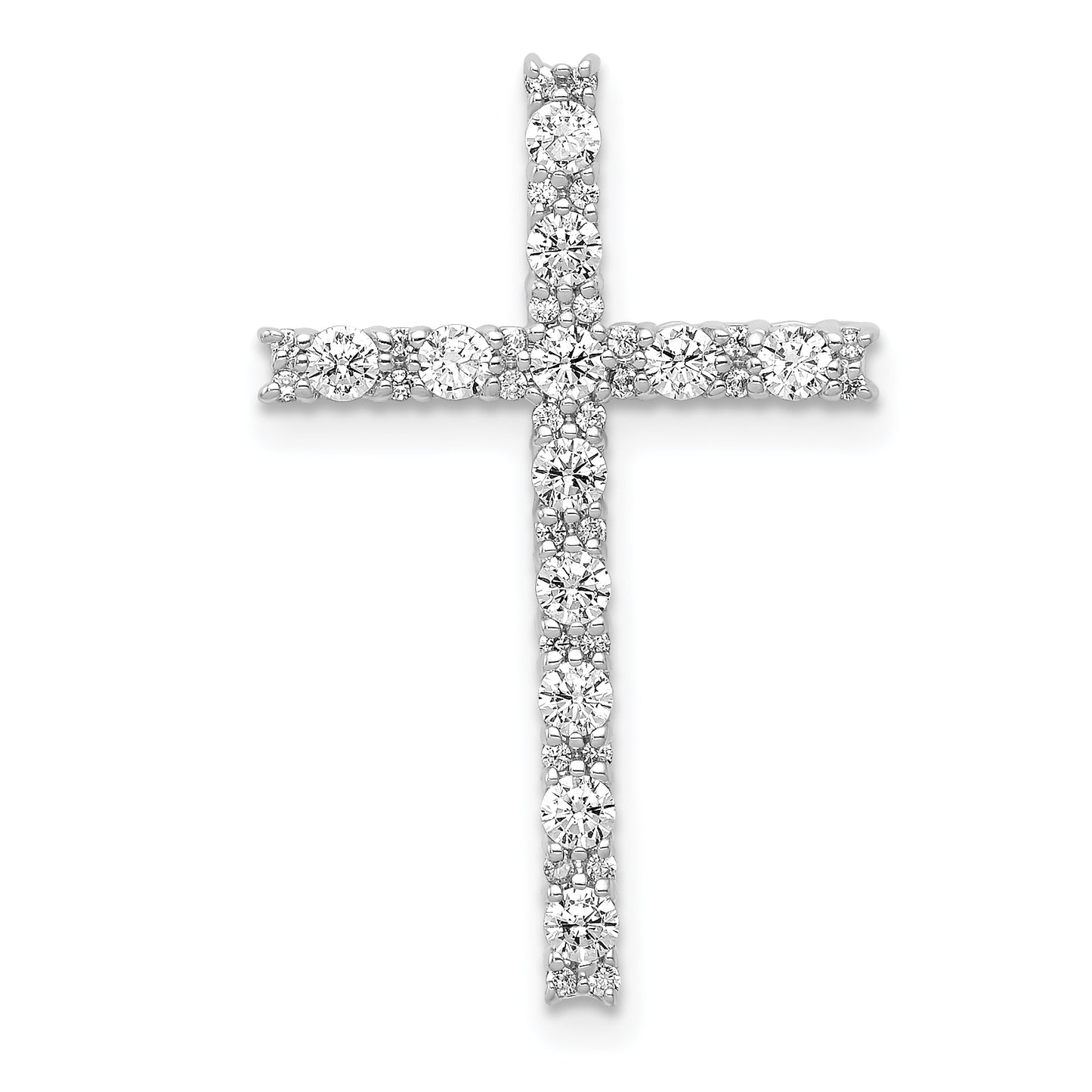 14k White Gold 1/2 Ct. Lab Grown Diamond VS/SI+ G+ Cross Chain Slide Pendant