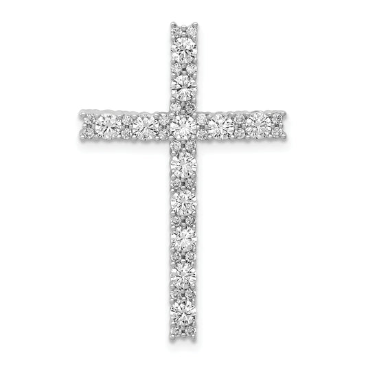 10k White Gold 1 Ct. Lab Grown Diamond VS/SI+ G+ Cross Chain Slide Pendant