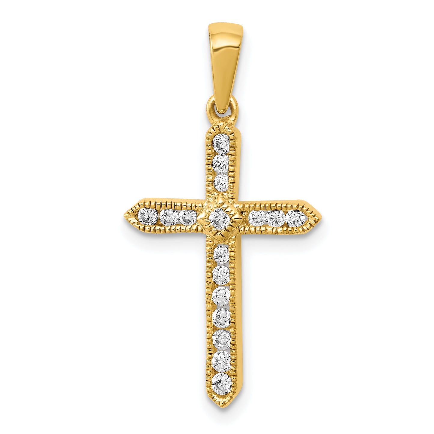 14k Yellow Gold 1/4 Ct. Lab Grown Diamond VS/SI+ G+ Cross Pendant