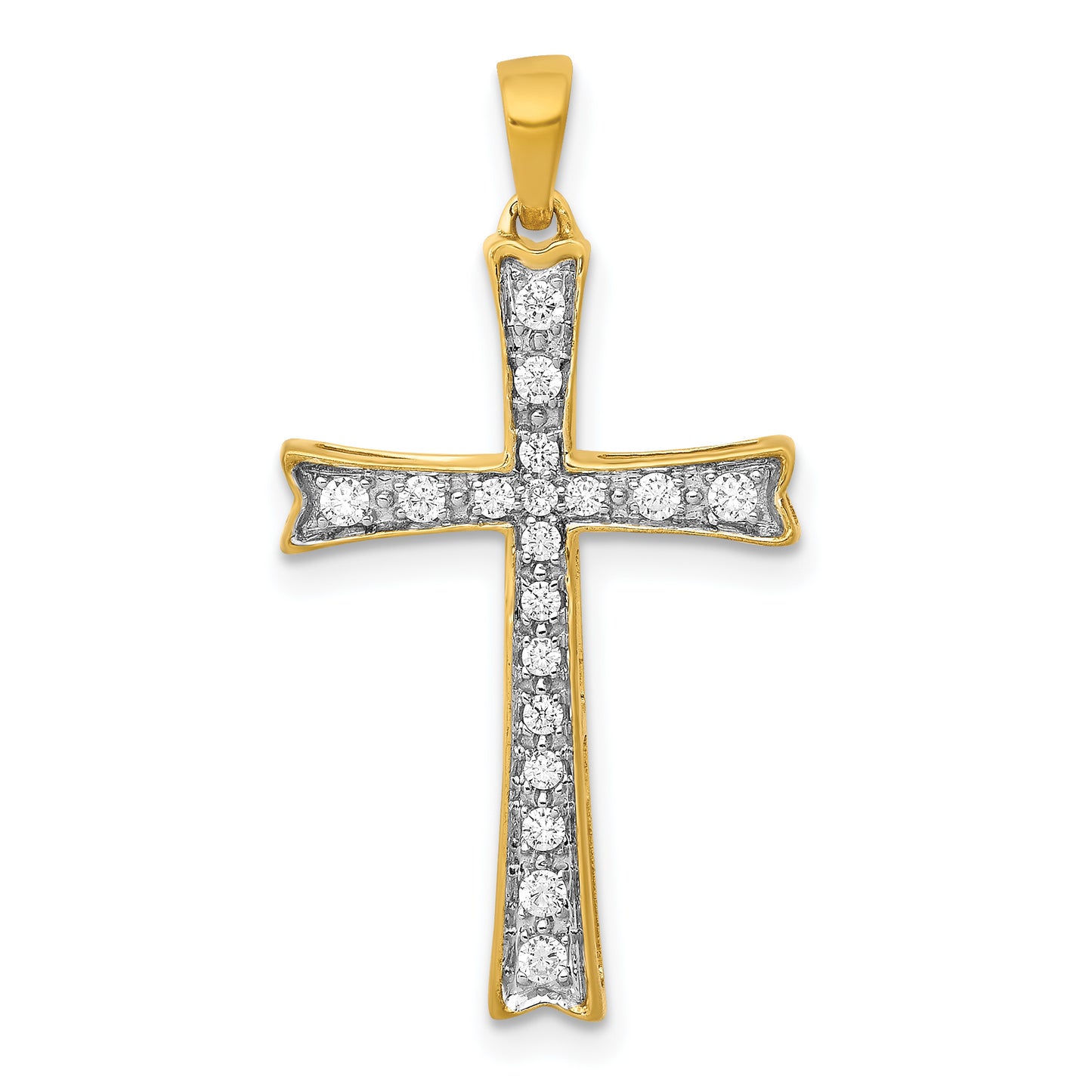 14k Yellow Gold 1/5 Ct. Lab Grown Diamond VS/SI+ G+ Cross Pendant