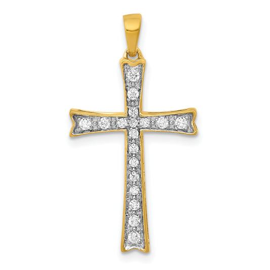 14k Yellow Gold 1/5 Ct. Lab Grown Diamond VS/SI+ G+ Cross Pendant