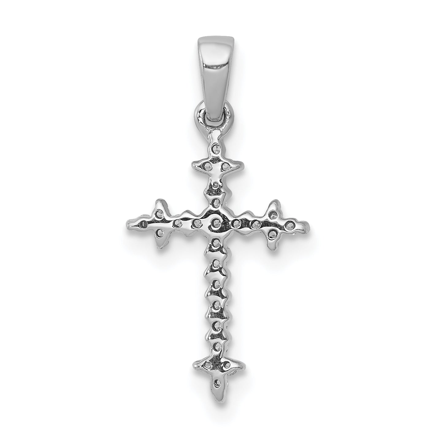 14k White Gold 1/10 Ct. Lab Grown Diamond VS/SI+ G+ Fleur de Lis Cross Pendant