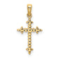 14k Yellow Gold 1/10 Ct. Lab Grown Diamond VS/SI+ G+ Fleur de Lis Cross Pendant