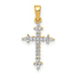 14k Yellow Gold 1/10 Ct. Lab Grown Diamond VS/SI+ G+ Fleur de Lis Cross Pendant