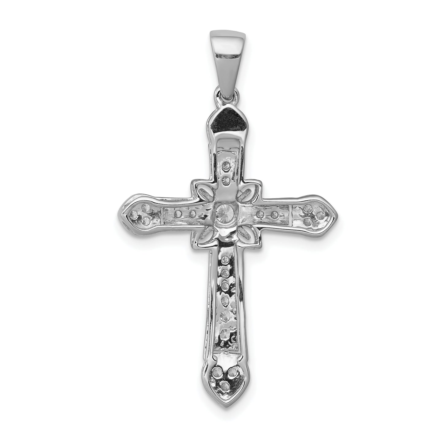 14k White Gold 1/4 Ct. Lab Grown Diamond VS/SI+ G+ Filigree Cross Pendant