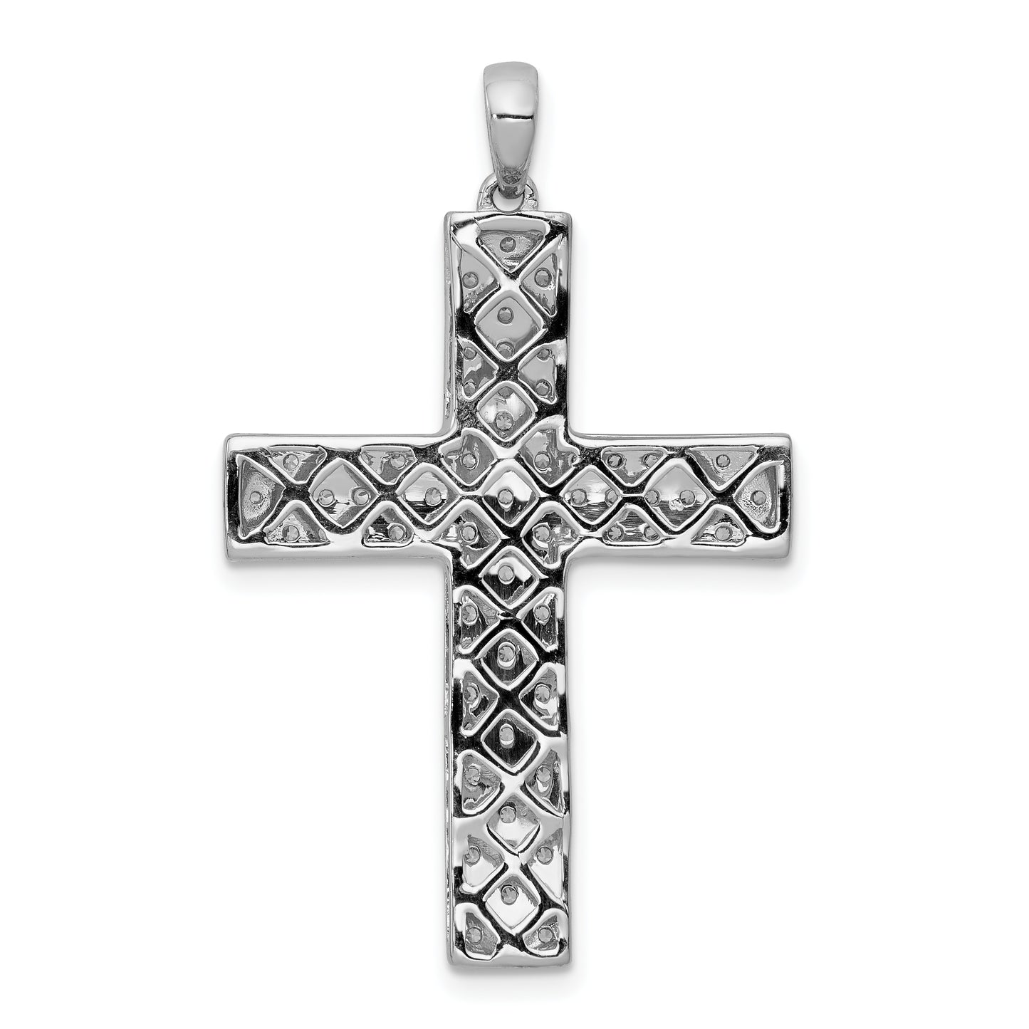 14k White Gold 1 Ct. Lab Grown Diamond VS/SI+ G+ Latin Cross Pendant